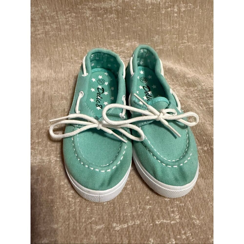 Delic 8 Kids Canvas Bow Tie Slip On Sneaker Boat Shoes Mint Green Size 10
